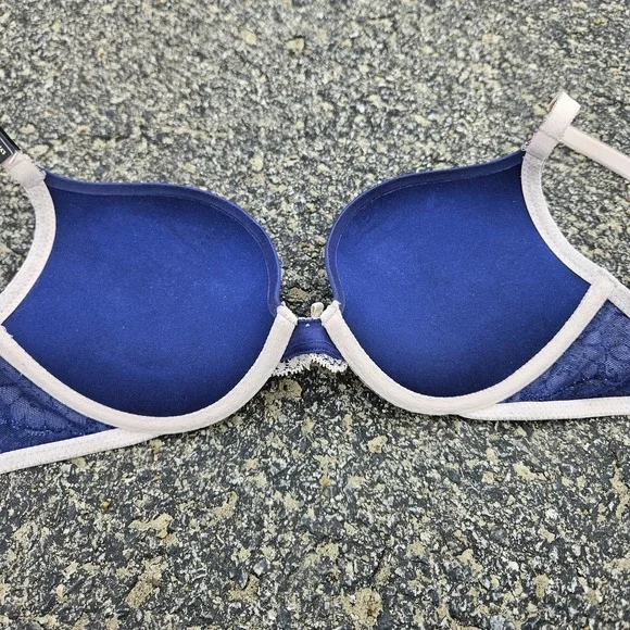 NWT Victoria's Secret Y2K Dream Angels Push-Up Bra 34B Royal Blue Lace Bow - Picture 10 of 12
